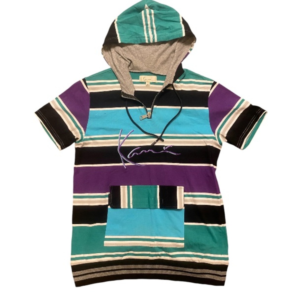 NWOT’ Karl Kani Blue and Purple Striped Hooded Shirt